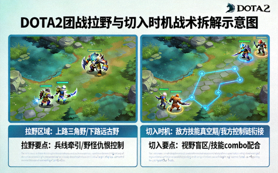 DOTA2 团战拉野与切入时机战术拆解示意图